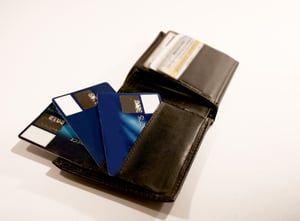 Leather Waller with Credit Cards on it